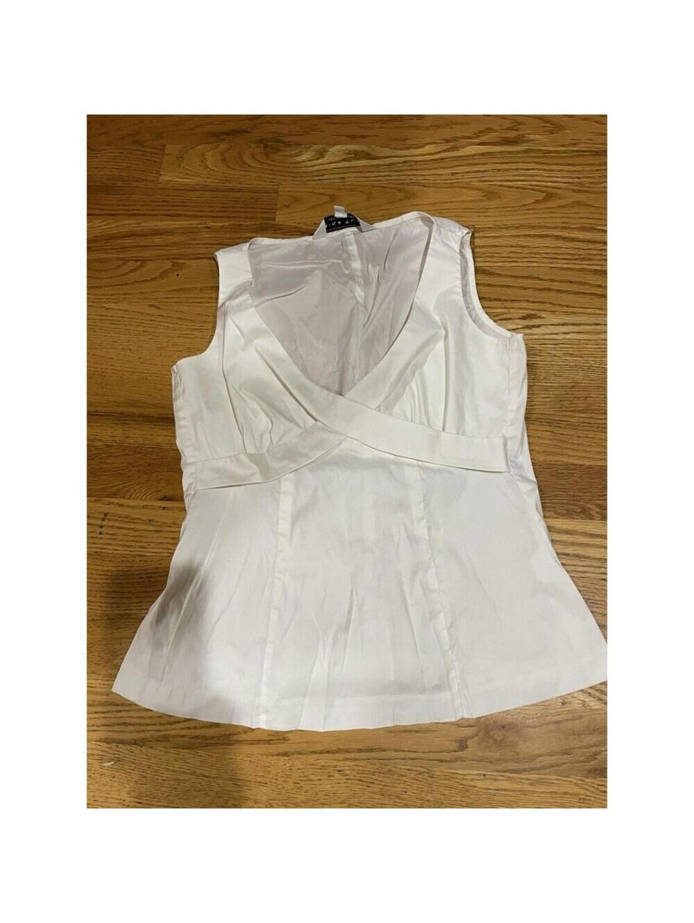 Women’s Trina Turk White Sleeveless Blouse Top Cotton Blend Size S Small